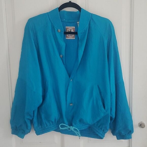 100% Silk Teal Blue Jacket - Picture 1 of 9